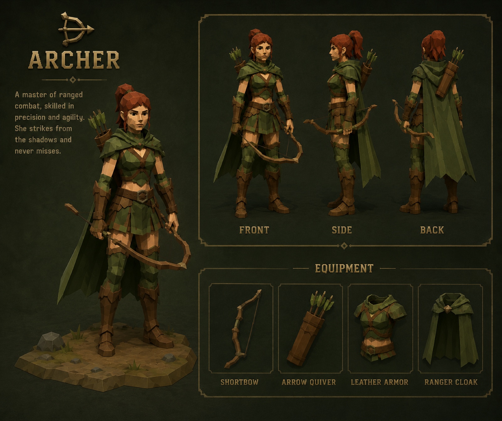 Archer class, an agile ranged fighter with a bow and light armor